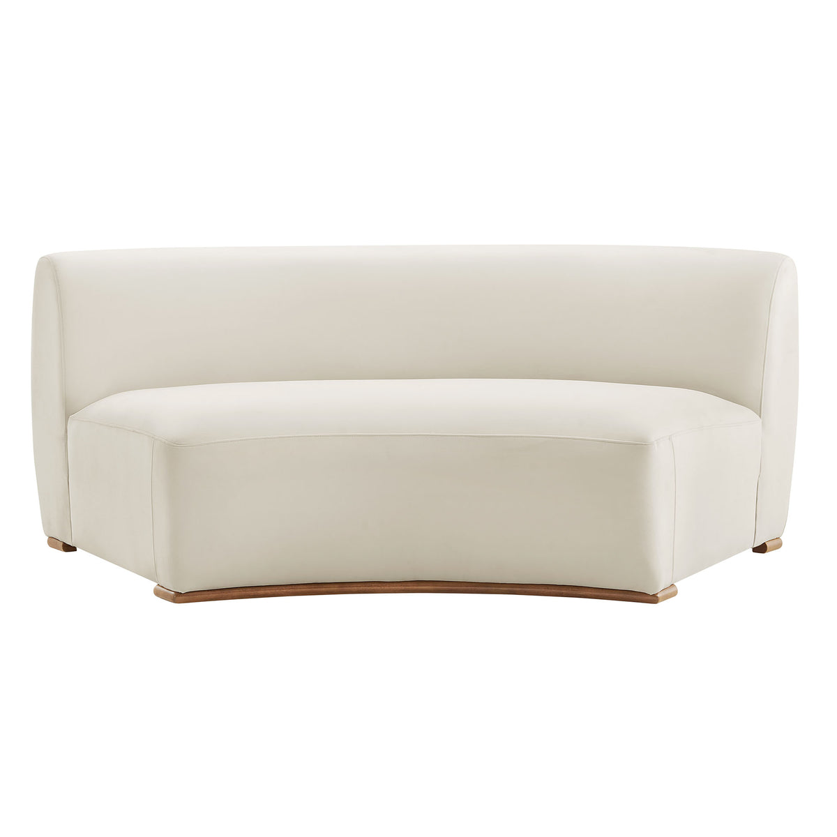 Rialta Curved Armless Performance Velvet Sectional Loveseat - Alabaster