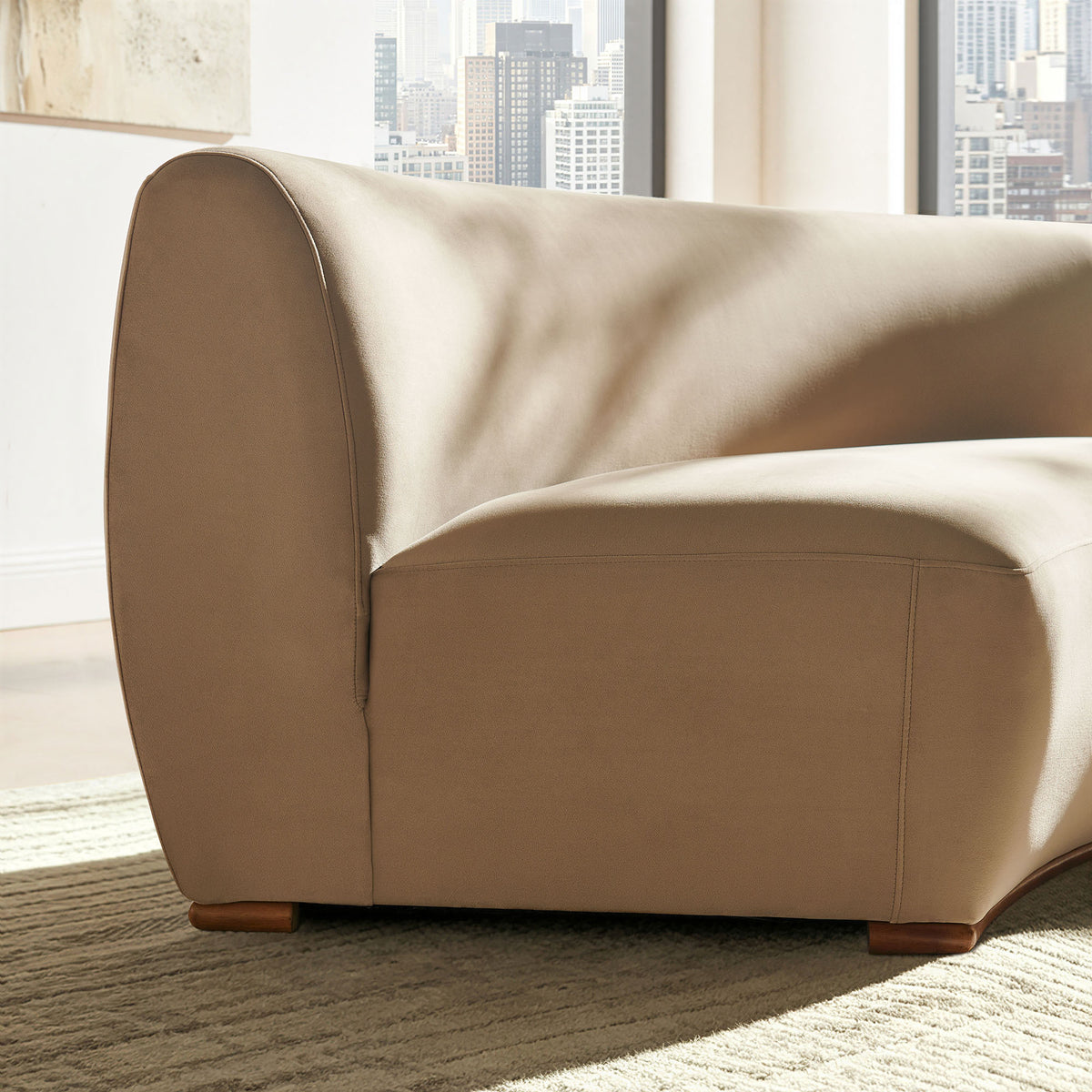 Rialta Curved Armless Performance Velvet Sectional Loveseat - Taupe