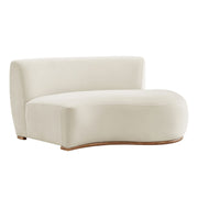 Rialta Curved Right-Arm Performance Velvet Sectional Loveseat - Alabaster