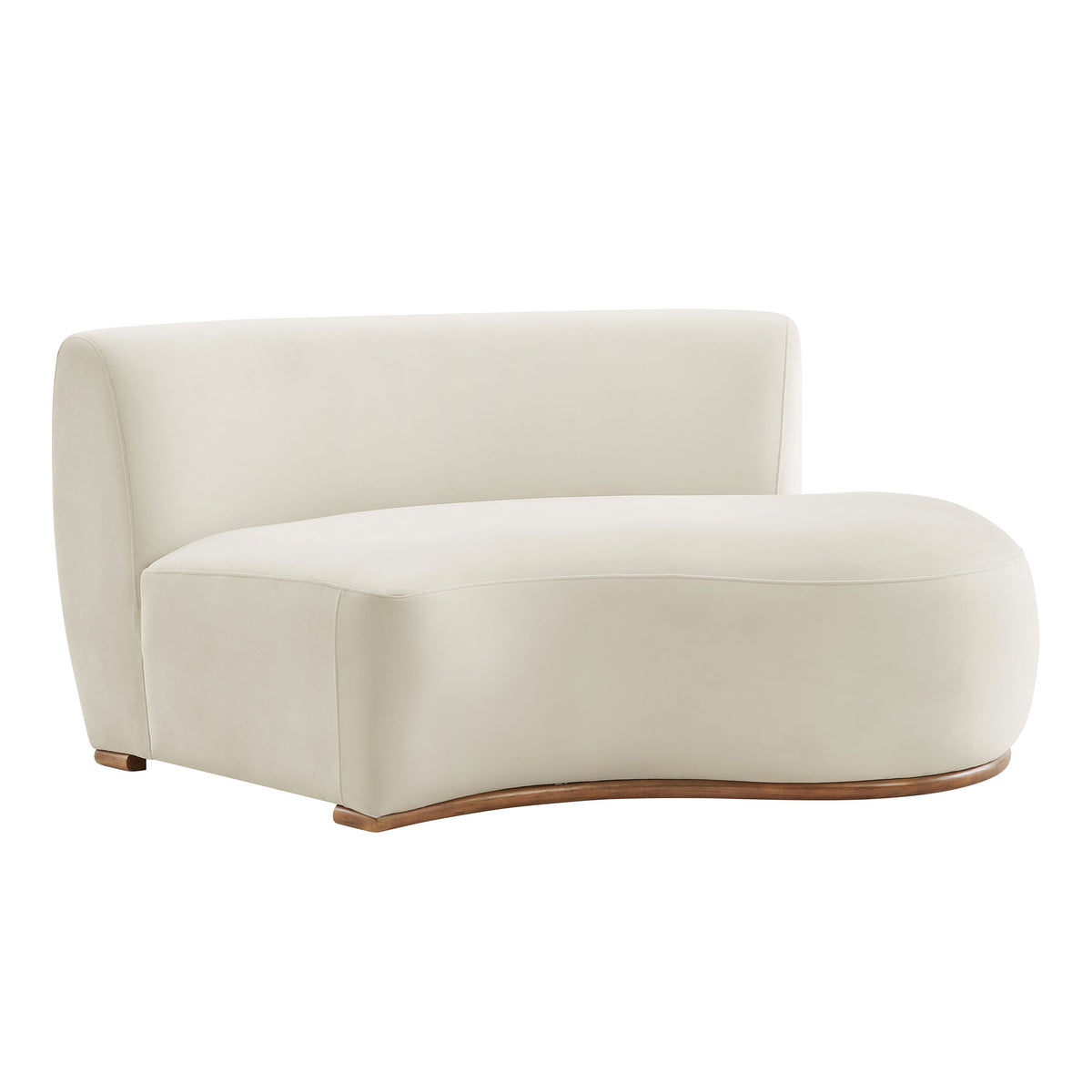 Rialta Curved Right-Arm Performance Velvet Sectional Loveseat - Alabaster