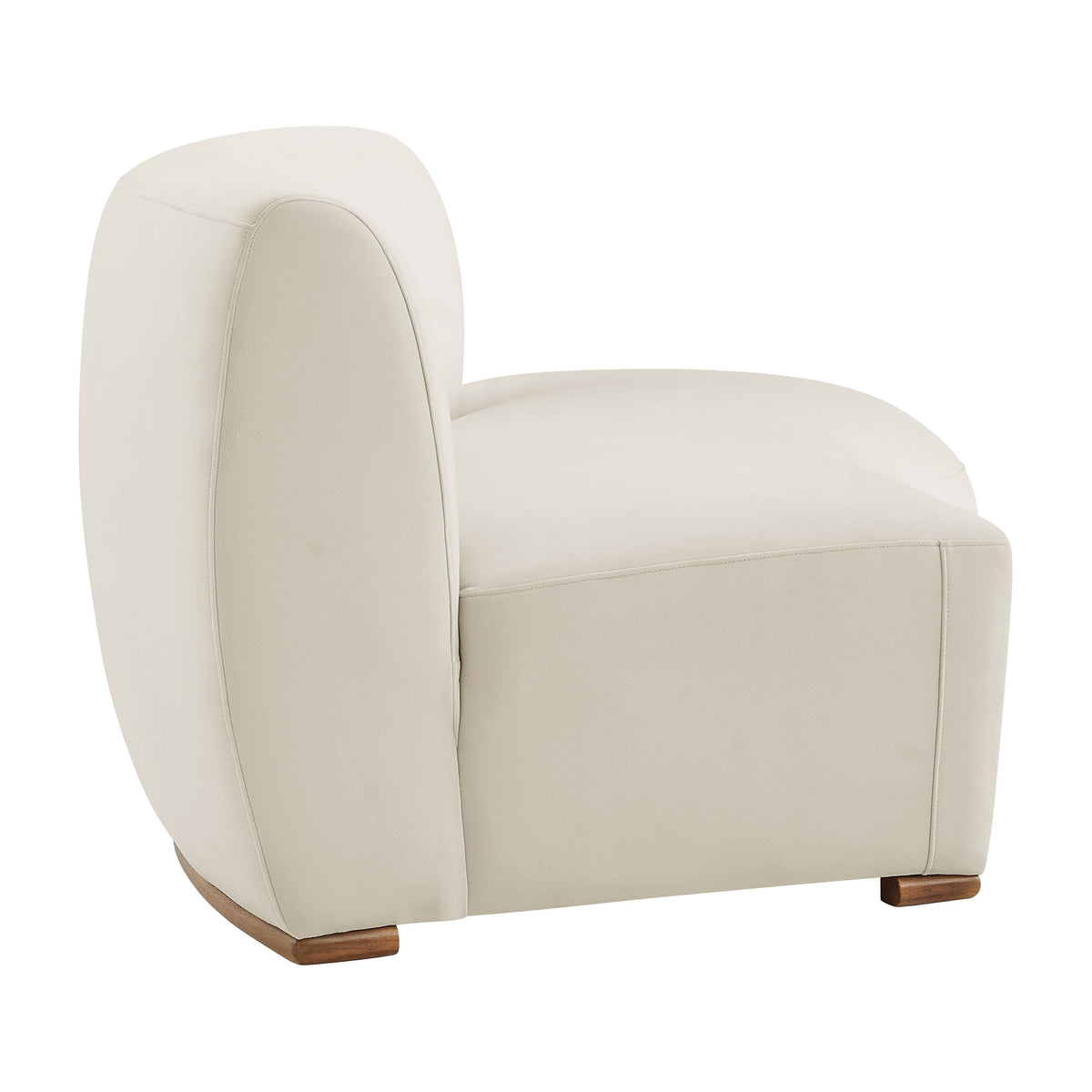 Rialta Curved Right-Arm Performance Velvet Sectional Loveseat - Alabaster