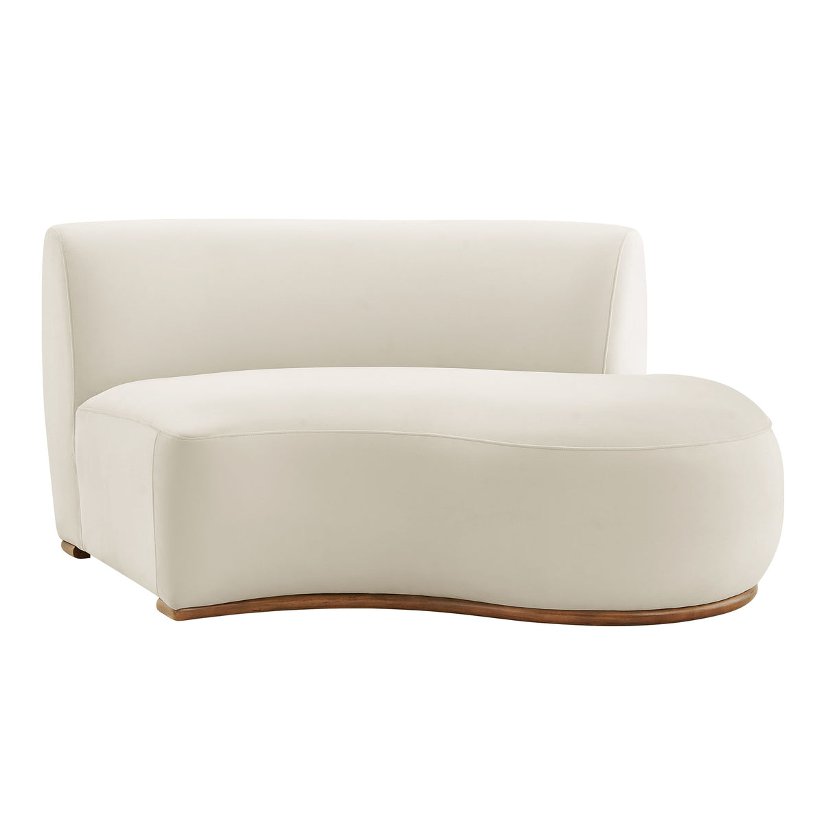 Rialta Curved Right-Arm Performance Velvet Sectional Loveseat - Alabaster