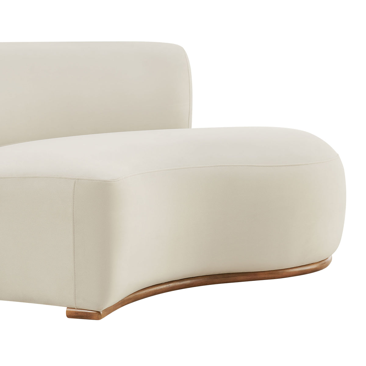 Rialta Curved Right-Arm Performance Velvet Sectional Loveseat - Alabaster