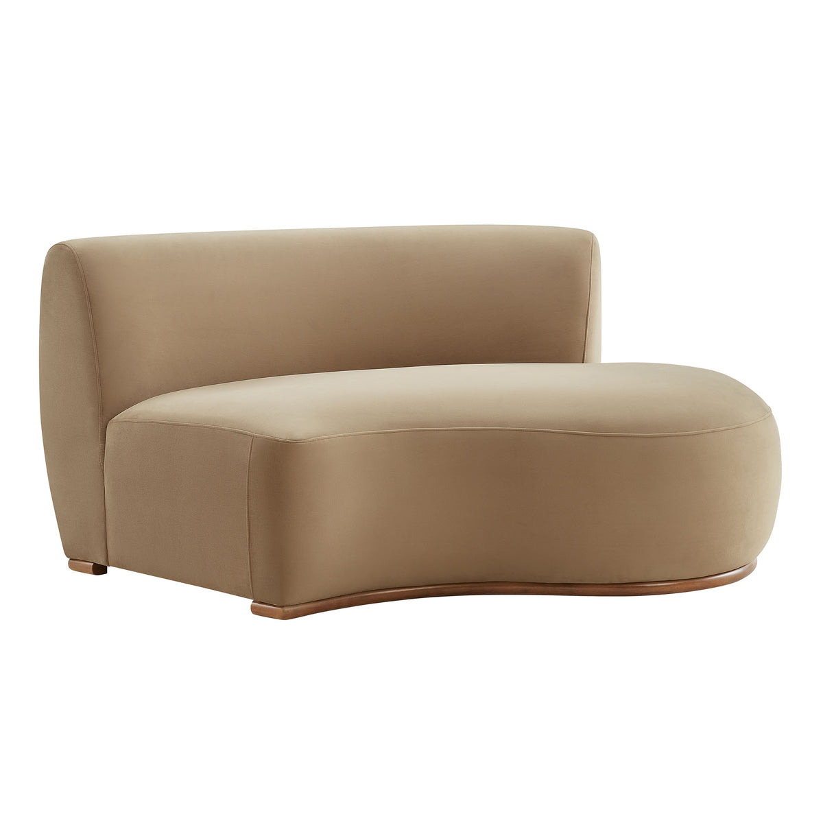 Rialta Curved Right-Arm Performance Velvet Sectional Loveseat - Taupe