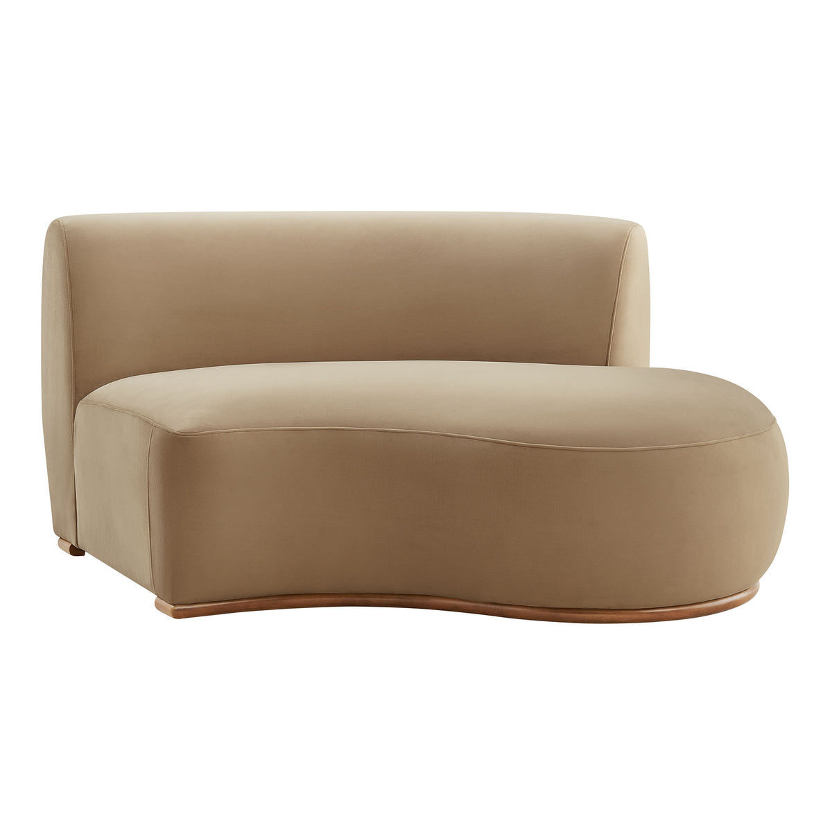 Rialta Curved Right-Arm Performance Velvet Sectional Loveseat - Taupe