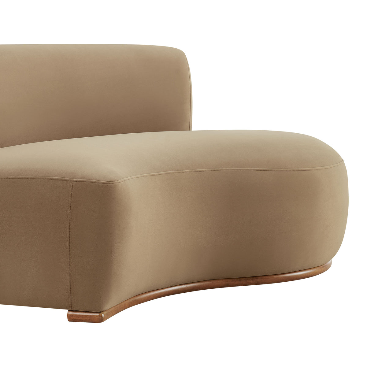 Rialta Curved Right-Arm Performance Velvet Sectional Loveseat - Taupe