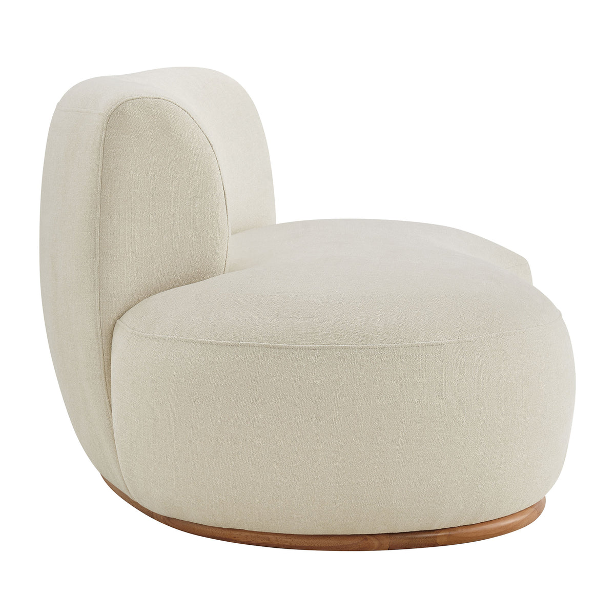 Rialta Curved Left-Arm Slub Weave Fabric Sectional Loveseat - Ecru