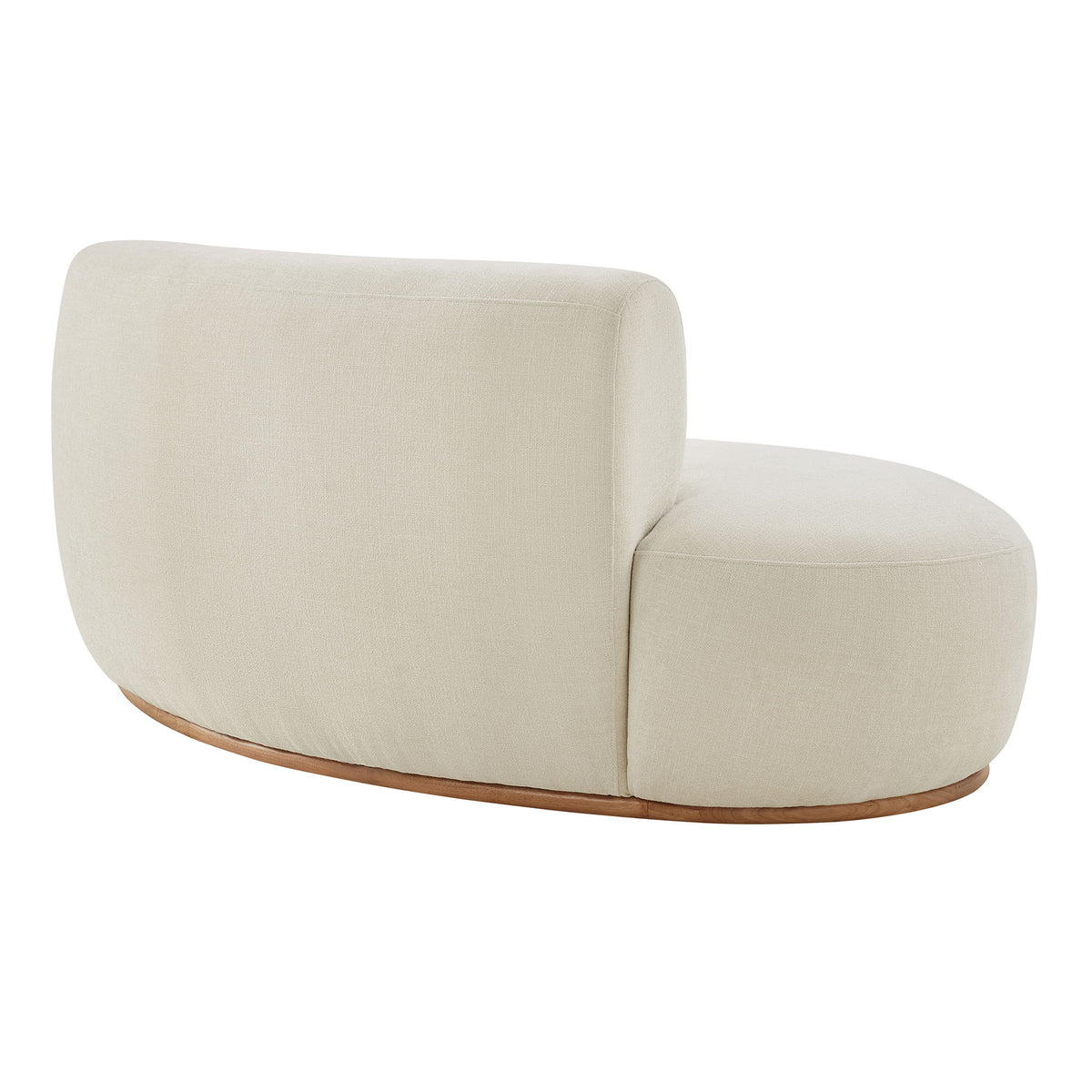 Rialta Curved Left-Arm Slub Weave Fabric Sectional Loveseat - Ecru