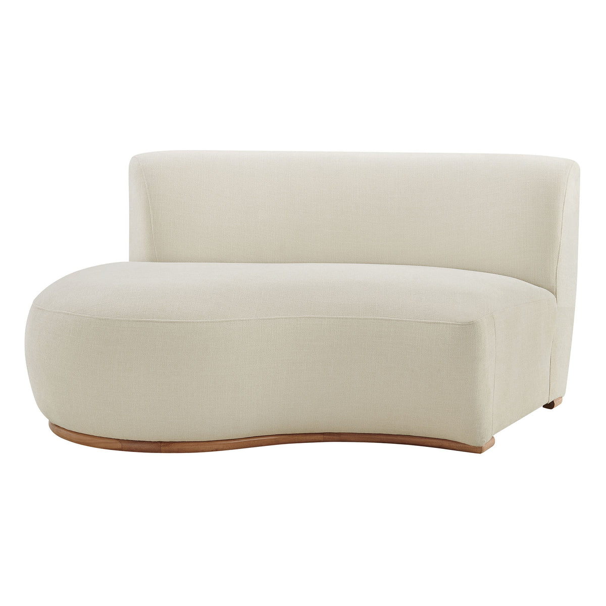 Rialta Curved Left-Arm Slub Weave Fabric Sectional Loveseat - Ecru