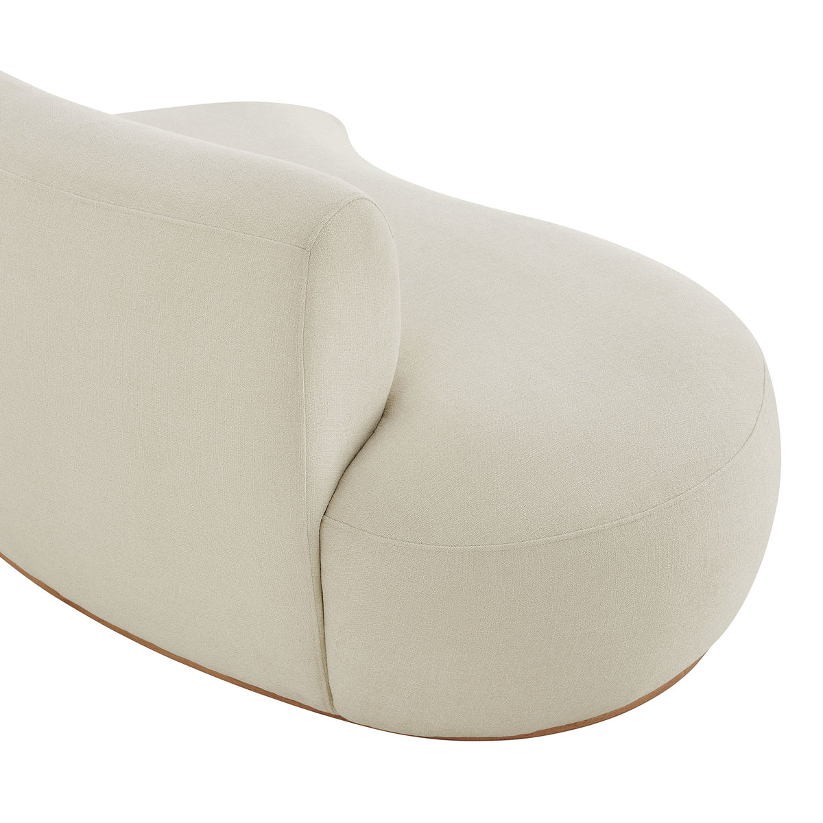 Rialta Curved Left-Arm Slub Weave Fabric Sectional Loveseat - Ecru