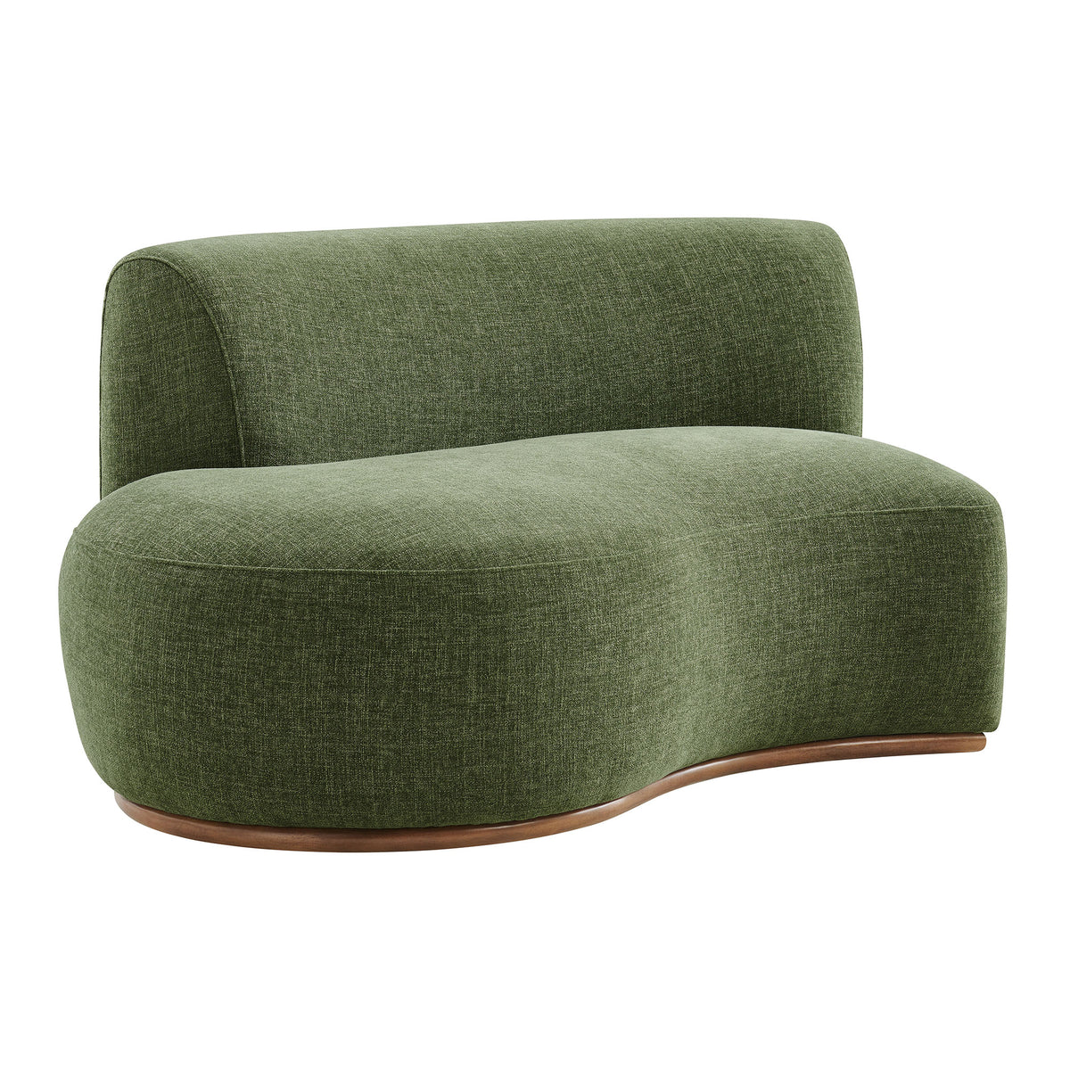 Rialta Curved Left-Arm Slub Weave Fabric Sectional Loveseat - Foliage