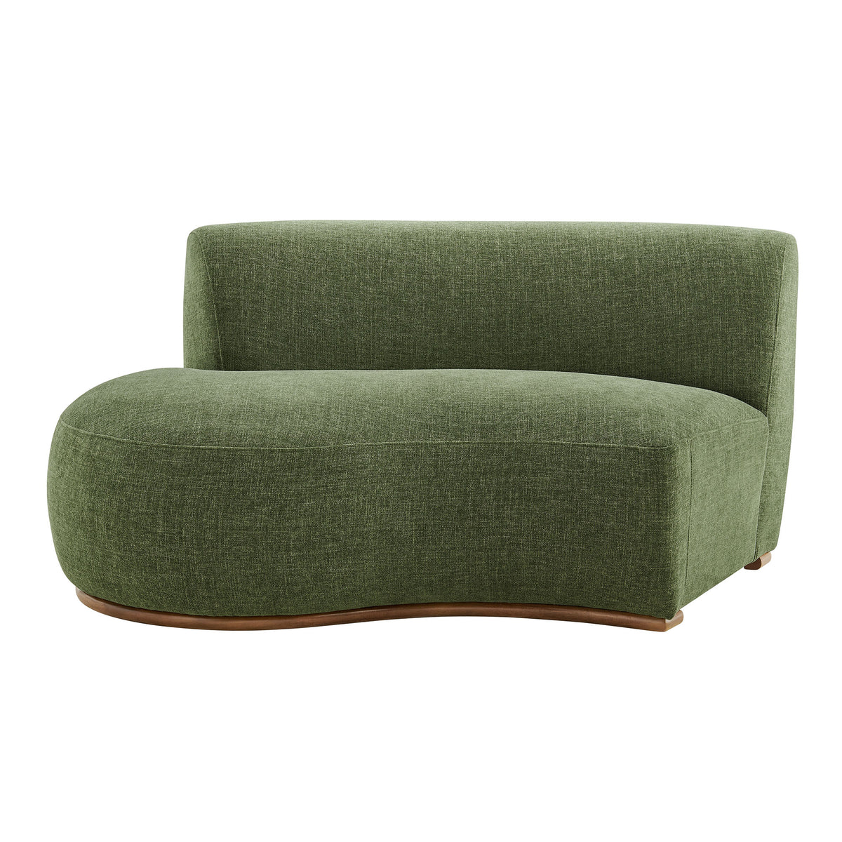 Rialta Curved Left-Arm Slub Weave Fabric Sectional Loveseat - Foliage