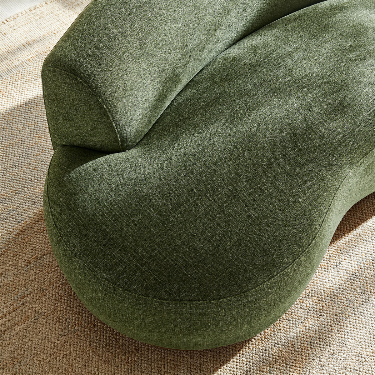 Rialta Curved Left-Arm Slub Weave Fabric Sectional Loveseat - Foliage