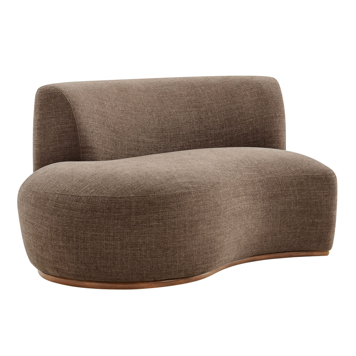 Rialta Curved Left-Arm Slub Weave Fabric Sectional Loveseat - Mocha