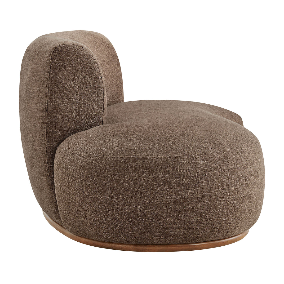 Rialta Curved Left-Arm Slub Weave Fabric Sectional Loveseat - Mocha