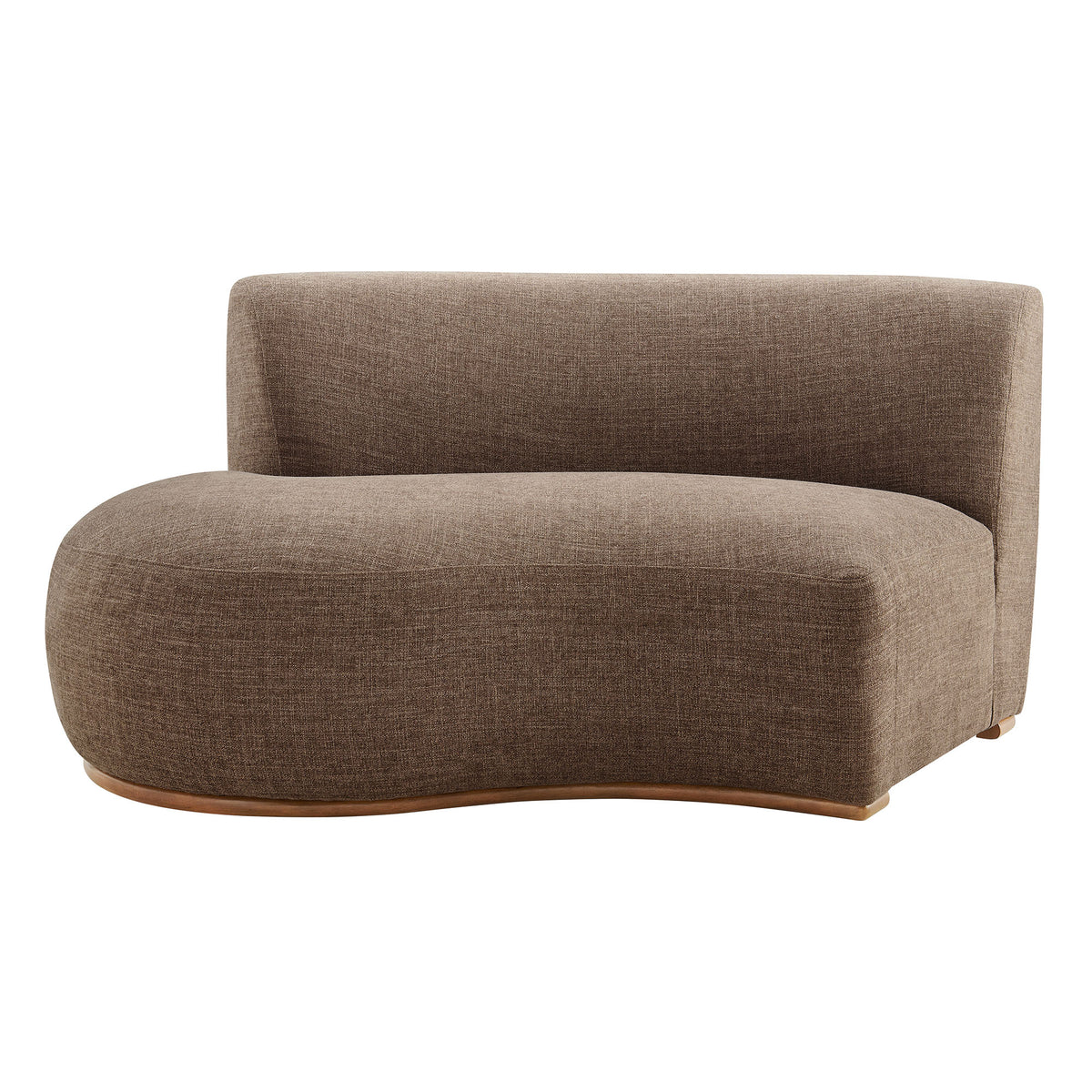 Rialta Curved Left-Arm Slub Weave Fabric Sectional Loveseat - Mocha
