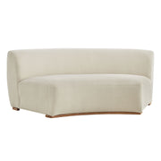 Rialta Curved Armless Slub Weave Fabric Sectional Loveseat - Ecru