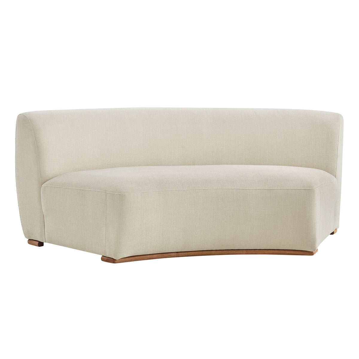 Rialta Curved Armless Slub Weave Fabric Sectional Loveseat - Ecru
