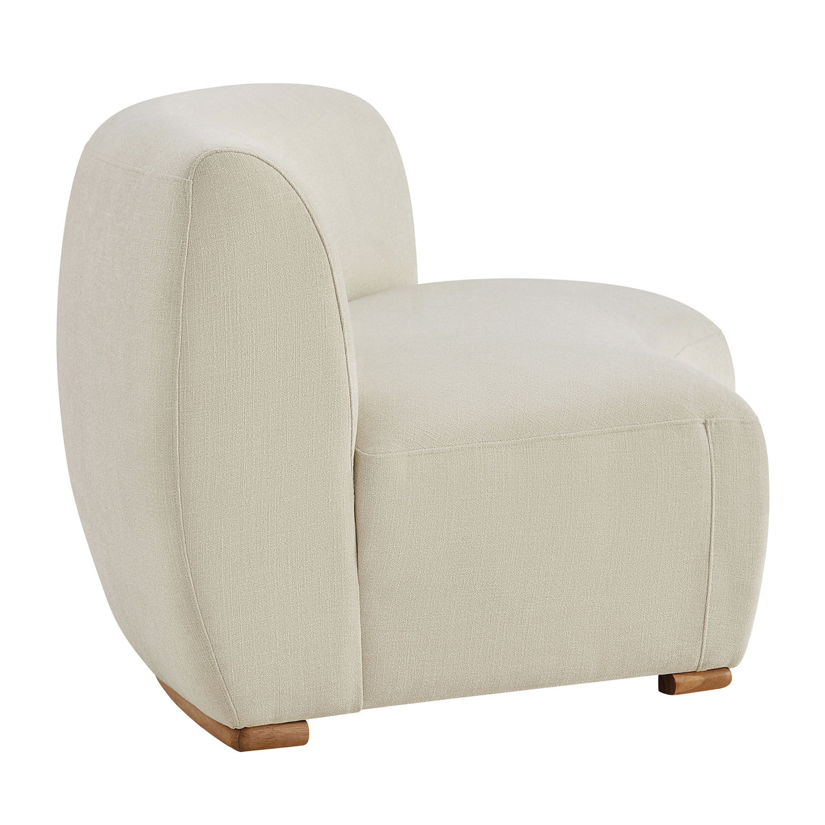 Rialta Curved Armless Slub Weave Fabric Sectional Loveseat - Ecru