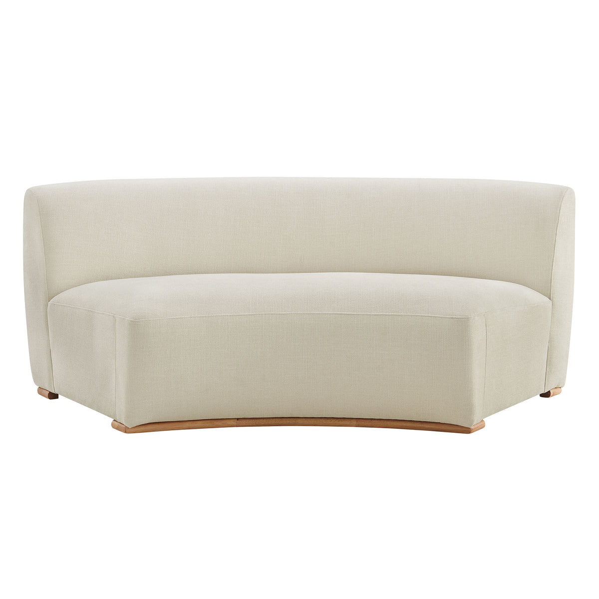 Rialta Curved Armless Slub Weave Fabric Sectional Loveseat - Ecru