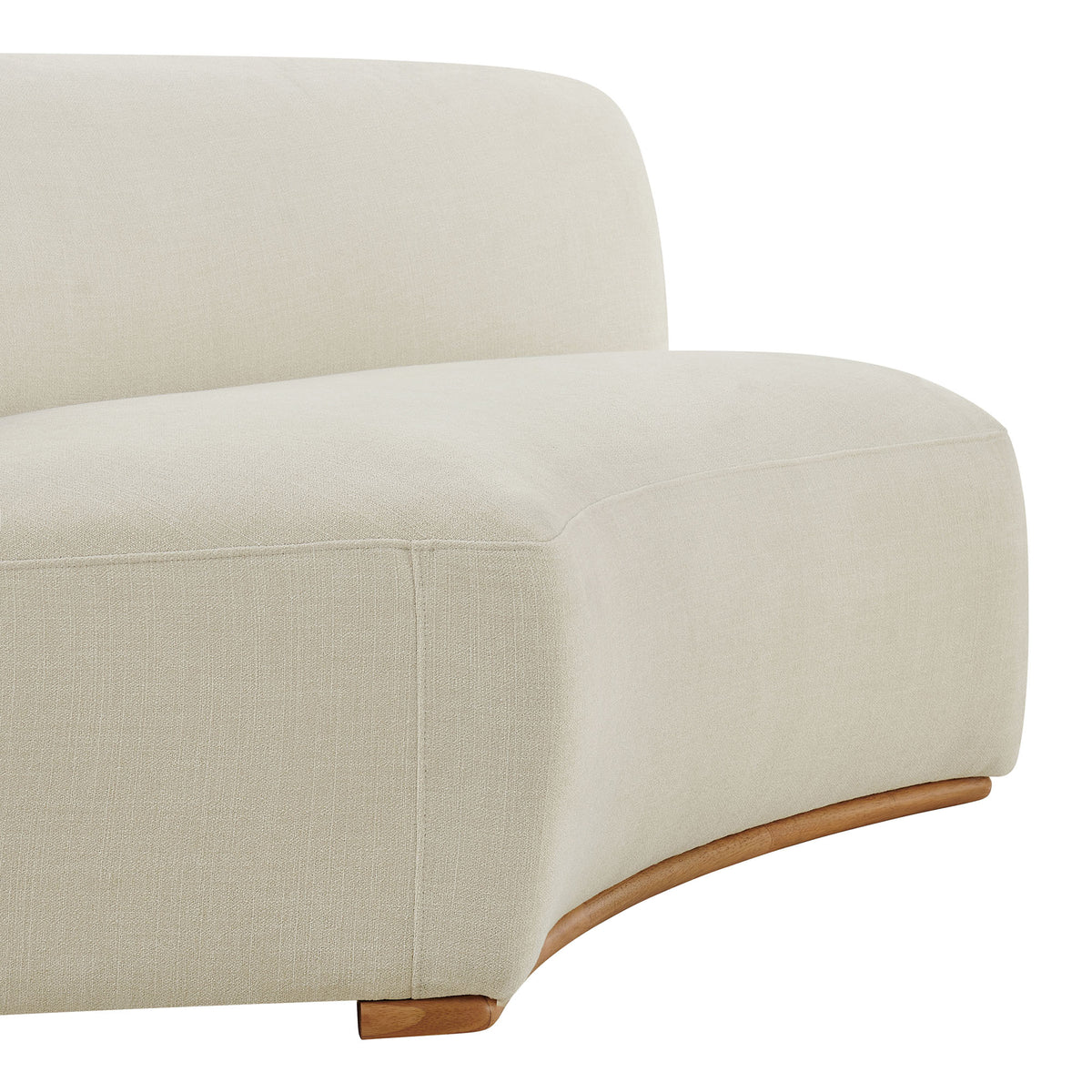 Rialta Curved Armless Slub Weave Fabric Sectional Loveseat - Ecru