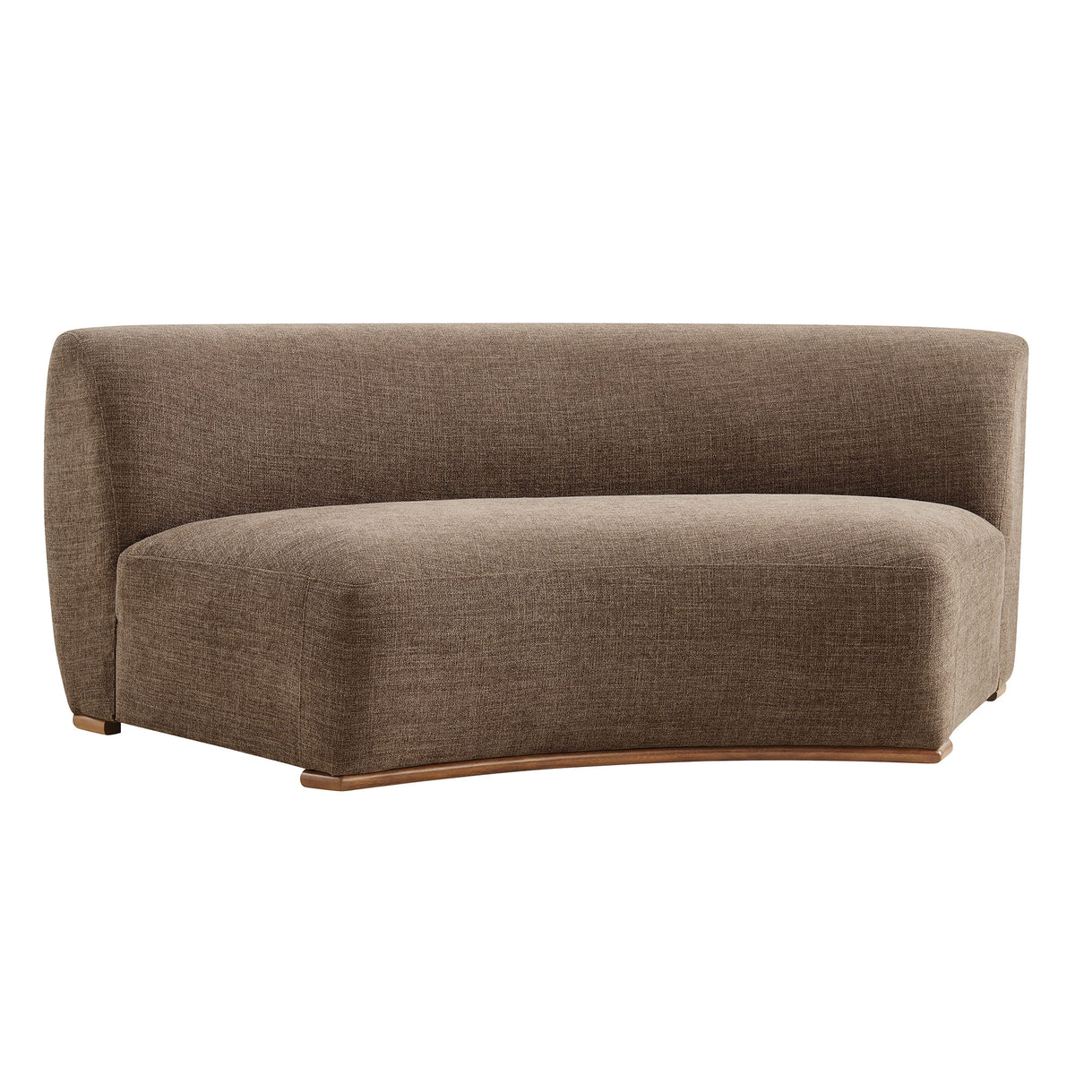 Rialta Curved Armless Slub Weave Fabric Sectional Loveseat - Mocha