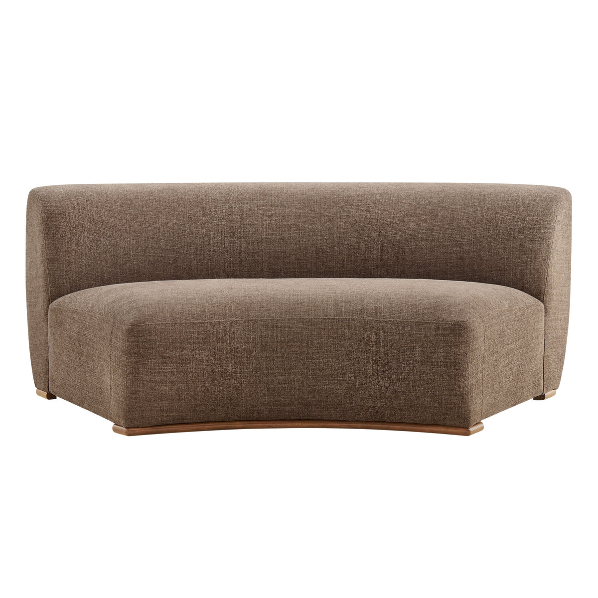 Rialta Curved Armless Slub Weave Fabric Sectional Loveseat - Mocha