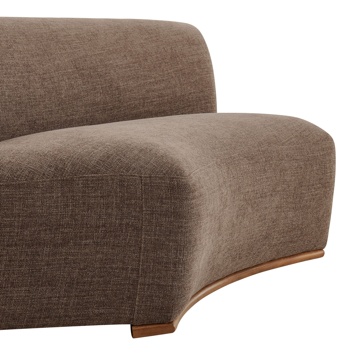 Rialta Curved Armless Slub Weave Fabric Sectional Loveseat - Mocha