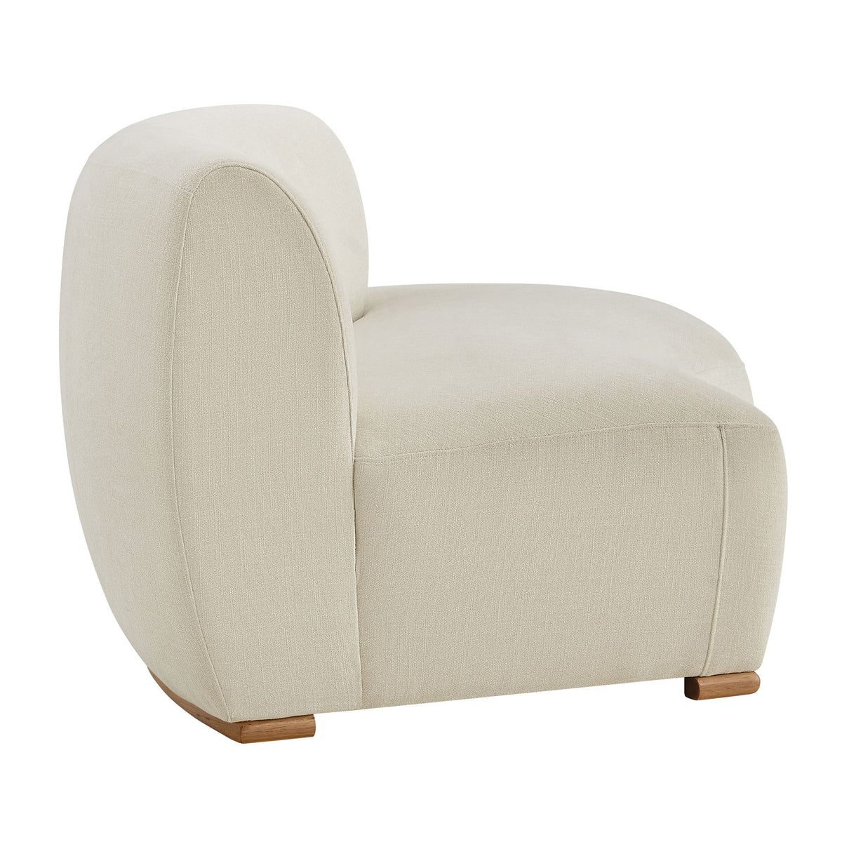 Rialta Curved Right-Arm Slub Weave Fabric Sectional Loveseat - Ecru