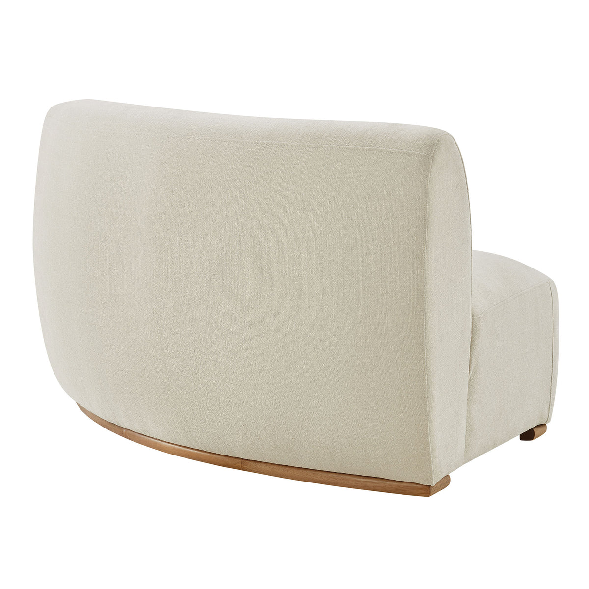 Rialta Curved Right-Arm Slub Weave Fabric Sectional Loveseat - Ecru