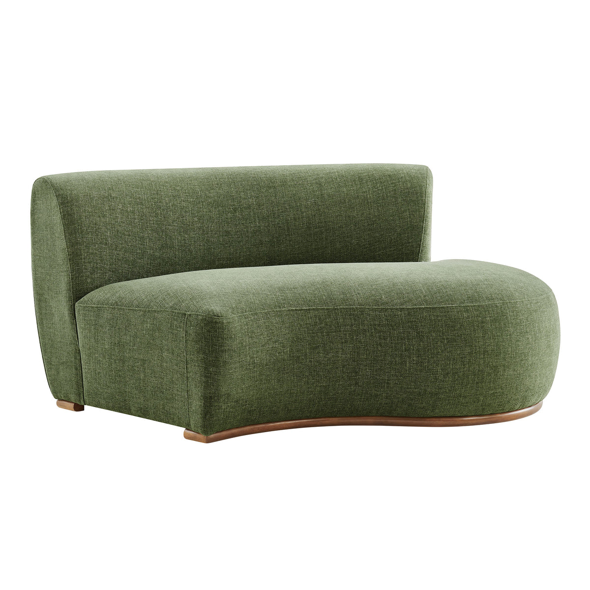 Rialta Curved Right-Arm Slub Weave Fabric Sectional Loveseat - Foliage