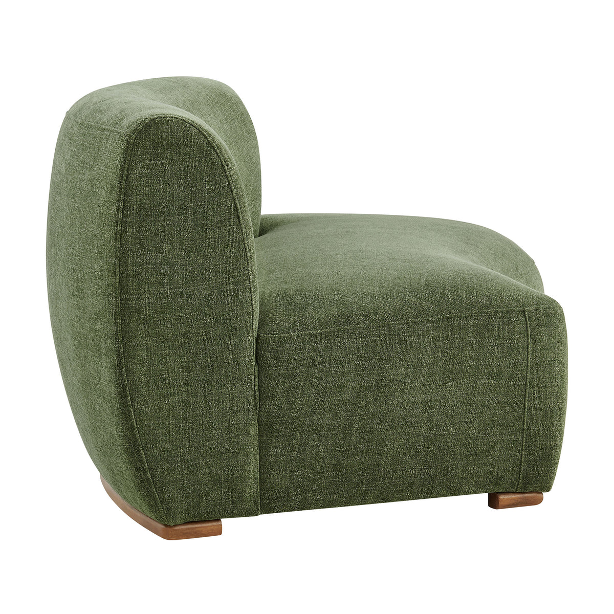 Rialta Curved Right-Arm Slub Weave Fabric Sectional Loveseat - Foliage