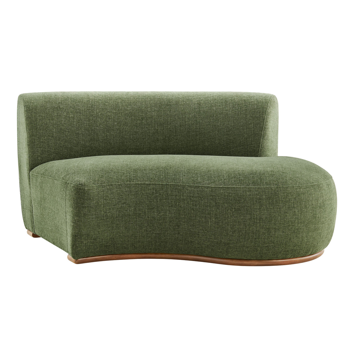 Rialta Curved Right-Arm Slub Weave Fabric Sectional Loveseat - Foliage