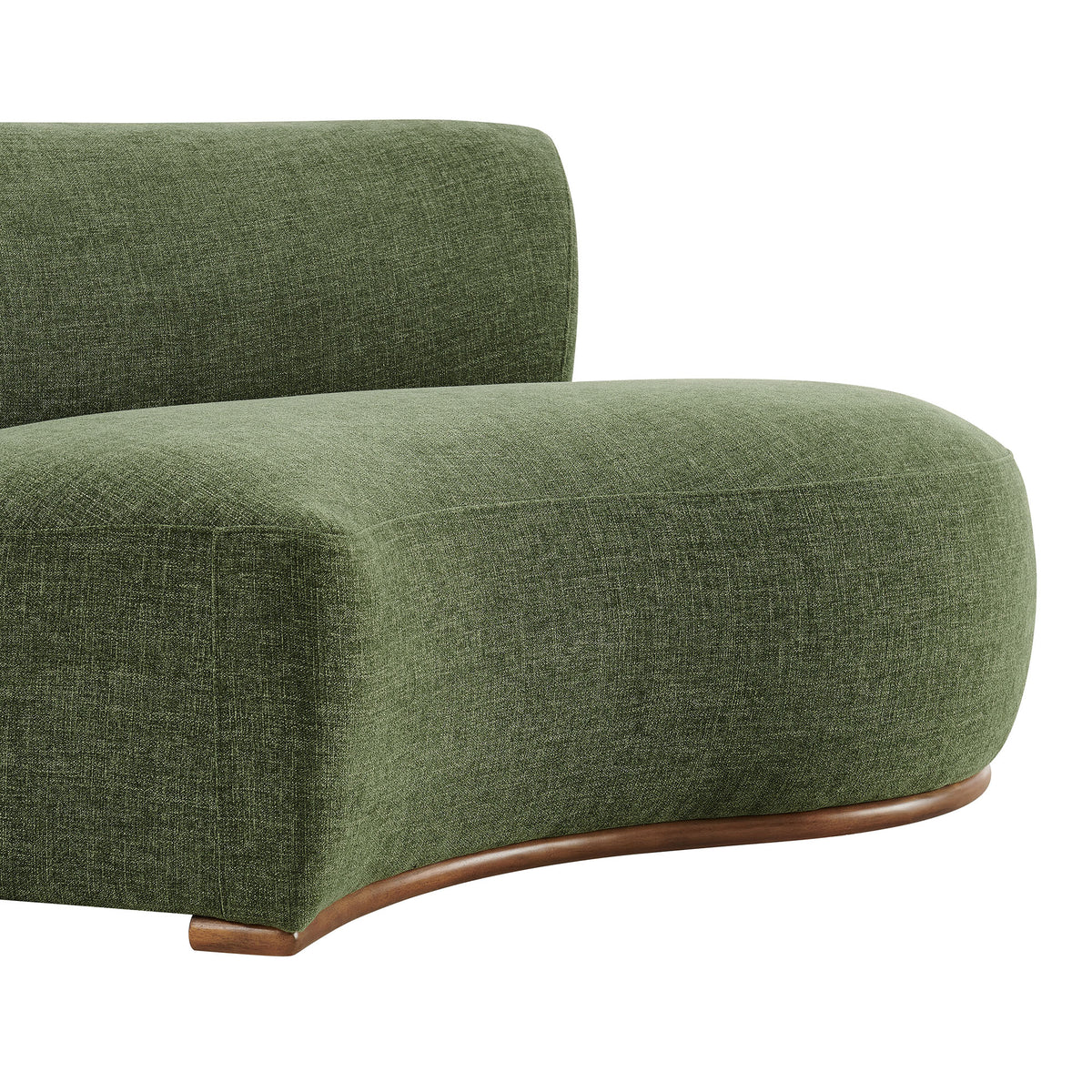 Rialta Curved Right-Arm Slub Weave Fabric Sectional Loveseat - Foliage