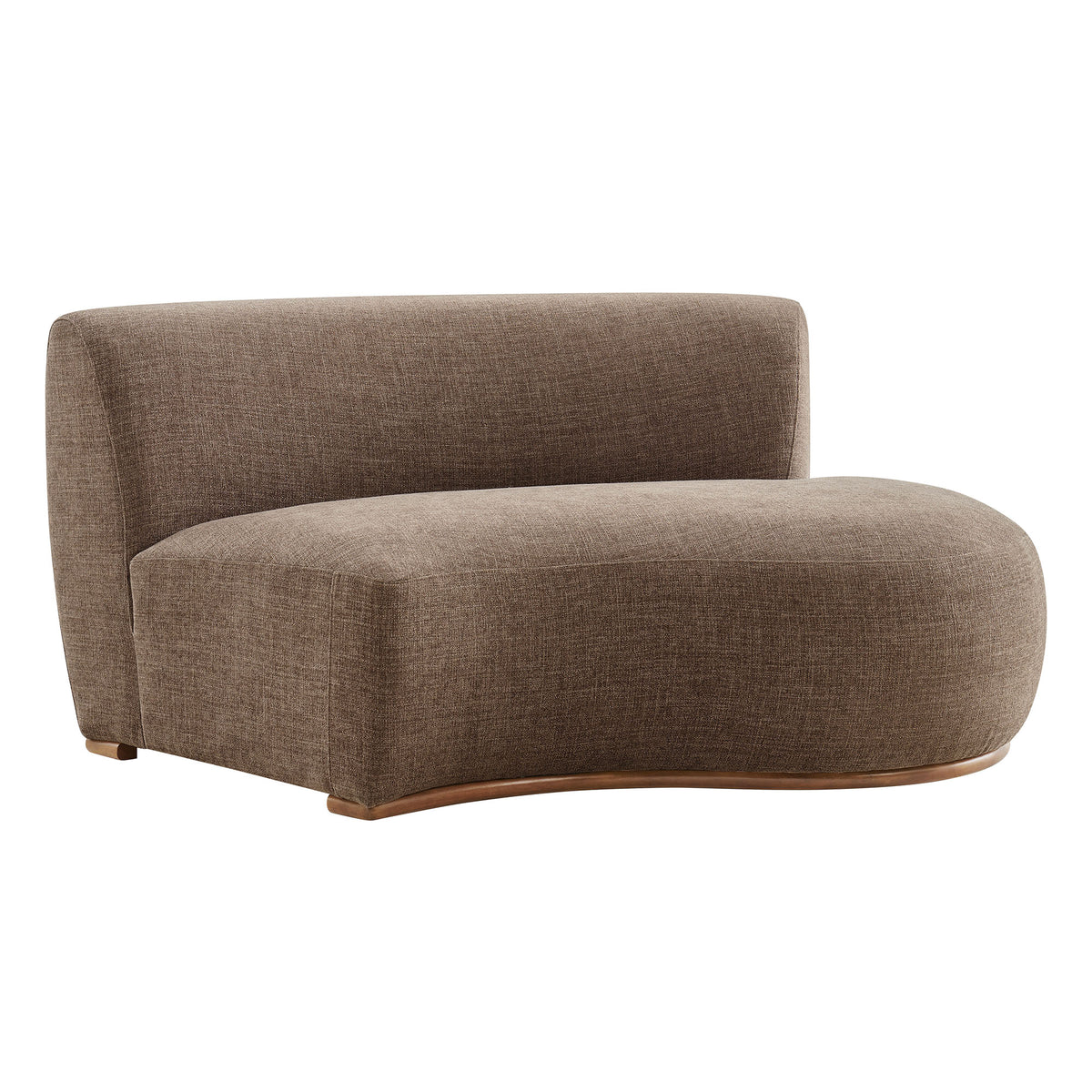 Rialta Curved Right-Arm Slub Weave Fabric Sectional Loveseat - Mocha