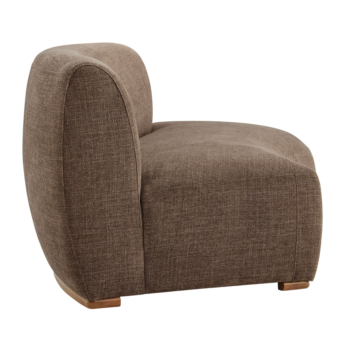 Rialta Curved Right-Arm Slub Weave Fabric Sectional Loveseat - Mocha