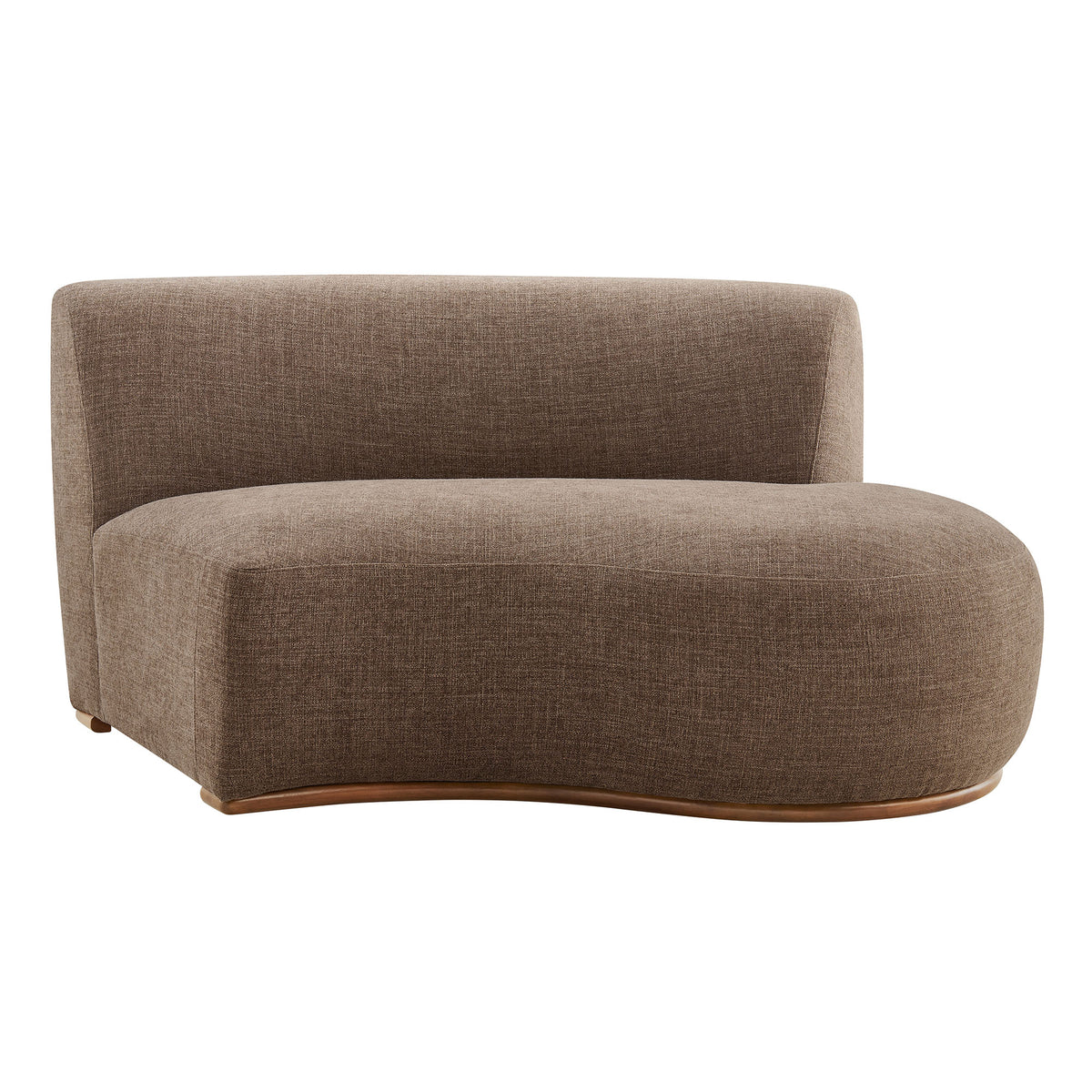 Rialta Curved Right-Arm Slub Weave Fabric Sectional Loveseat - Mocha