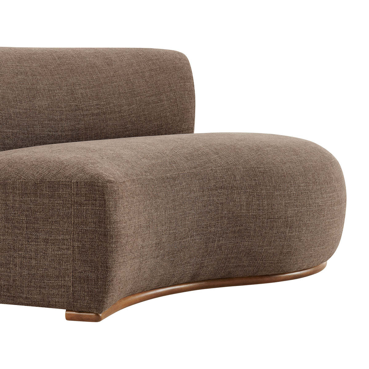 Rialta Curved Right-Arm Slub Weave Fabric Sectional Loveseat - Mocha