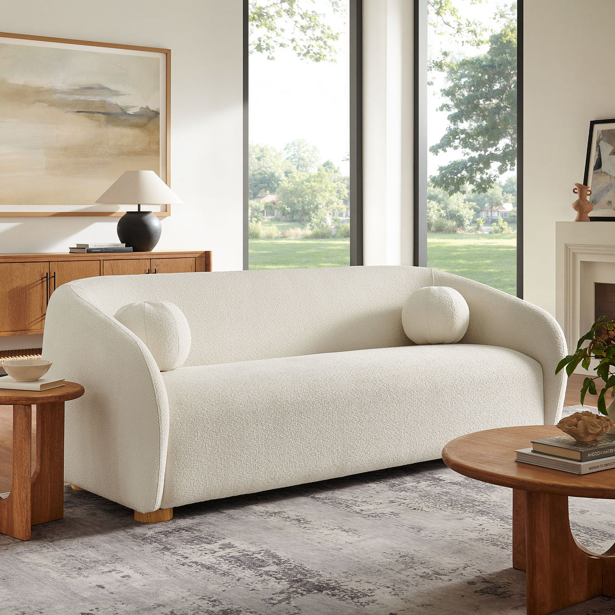 Holland 85" Chenille Fabric Sofa - Cream