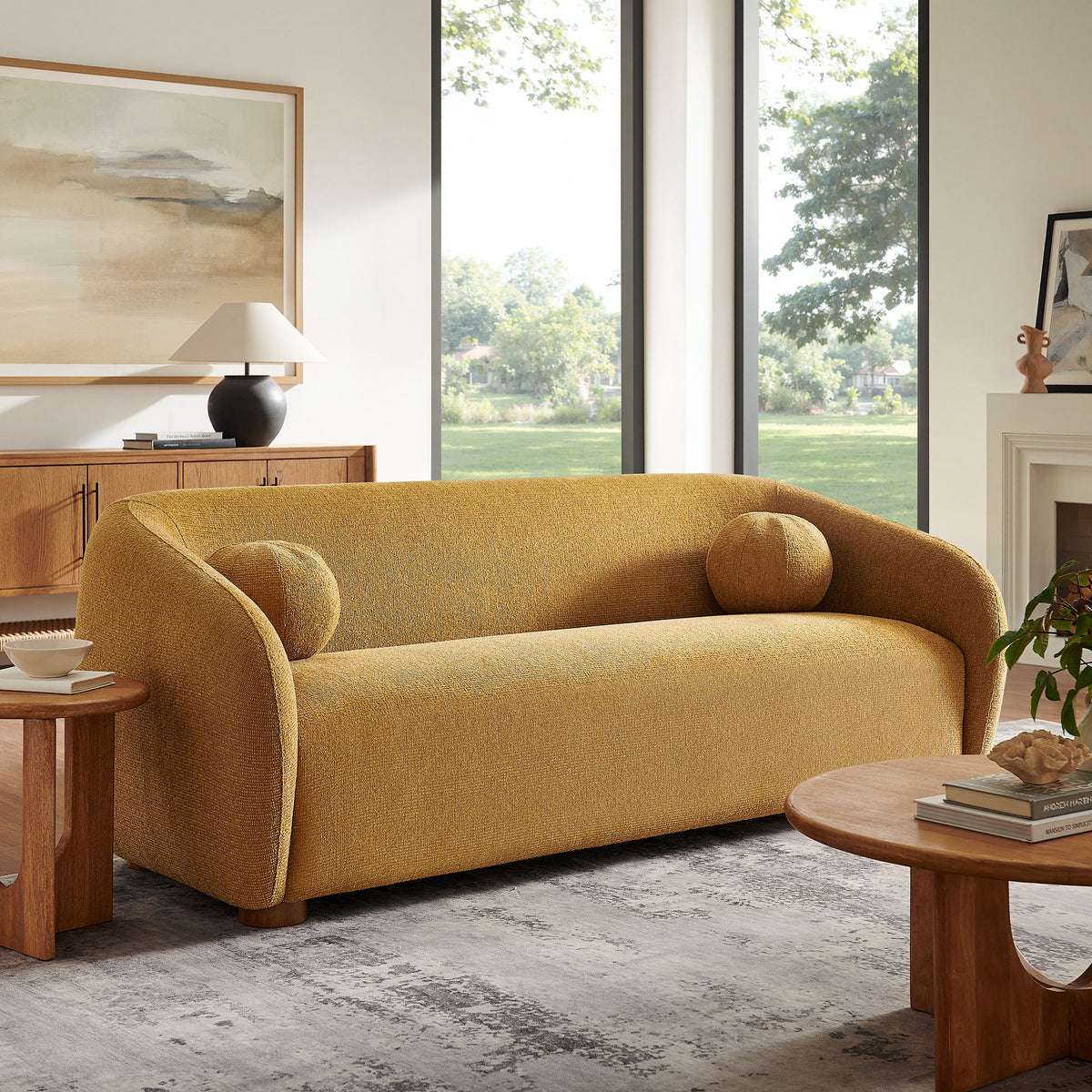 Holland 85" Chenille Fabric Sofa - Mustard