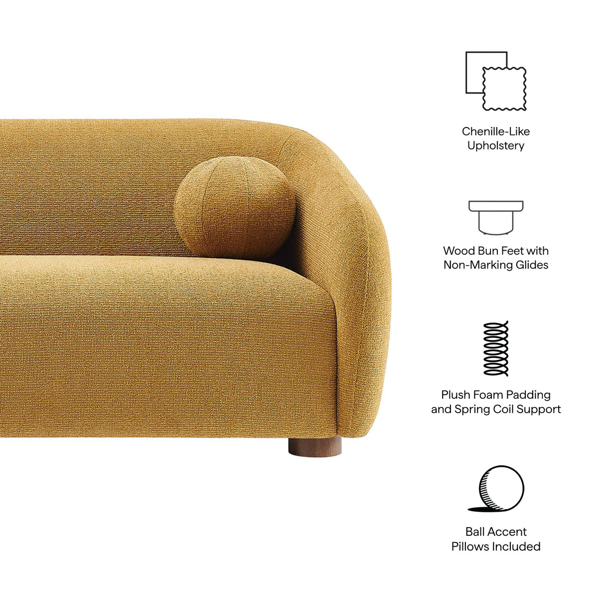 Holland 85" Chenille Fabric Sofa - Mustard