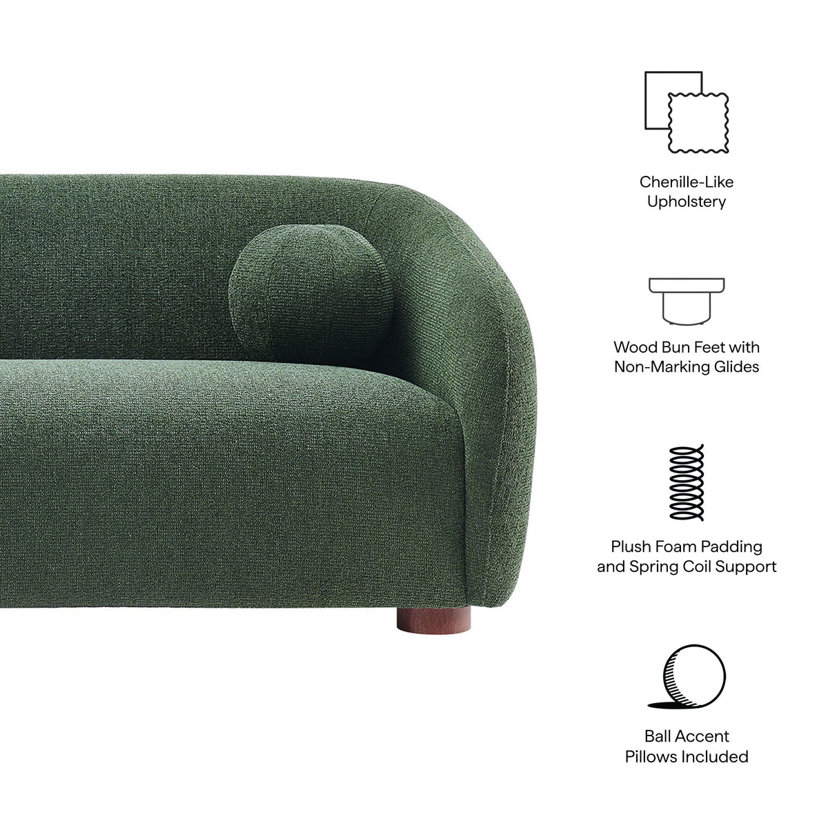 Holland 85" Chenille Fabric Sofa - Pine
