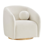 Holland Swivel Chenille Fabric Armchair - Cream
