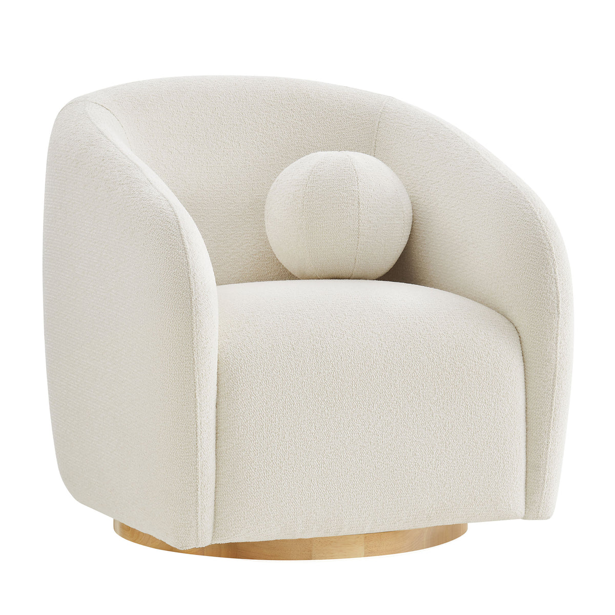 Holland Swivel Chenille Fabric Armchair - Cream