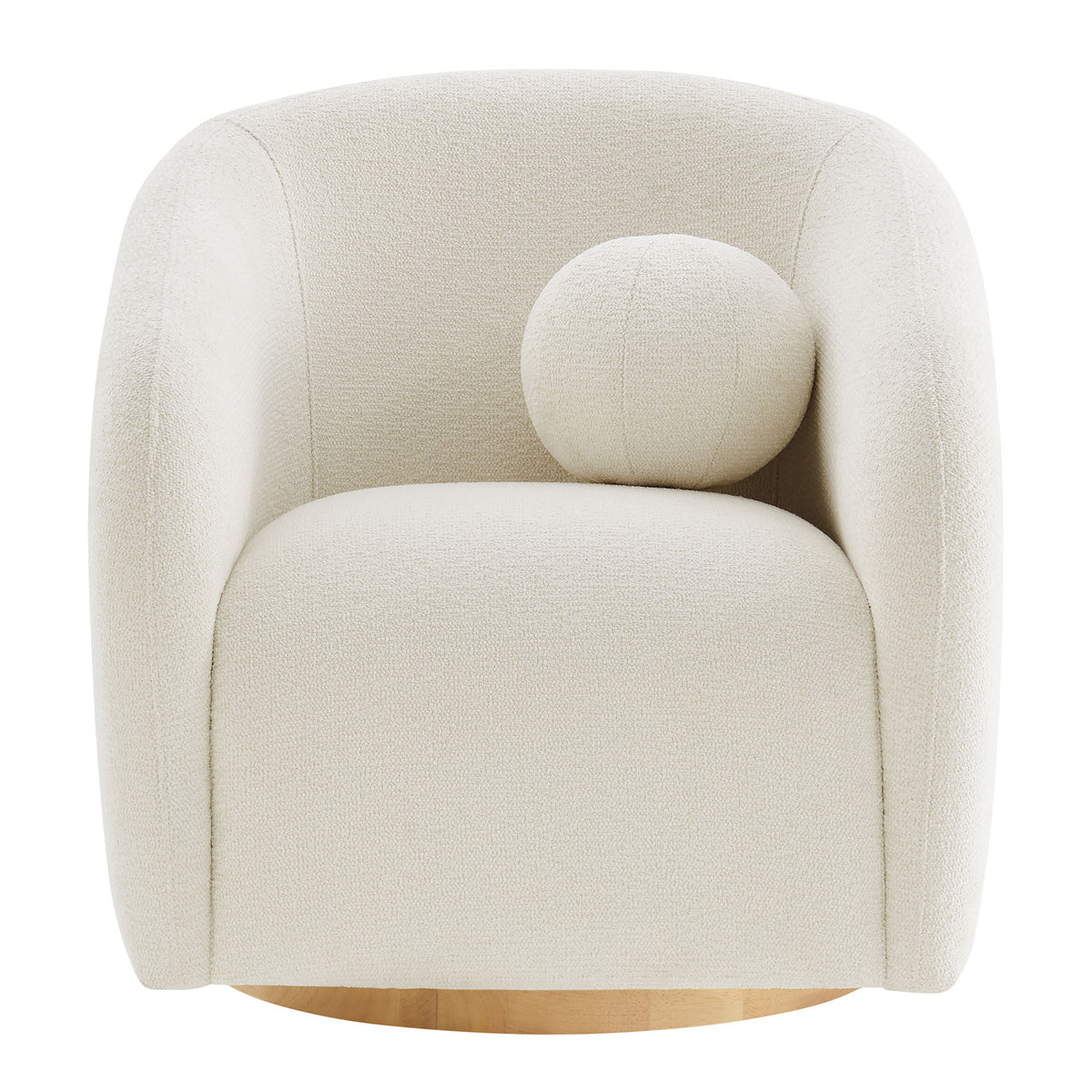 Holland Swivel Chenille Fabric Armchair - Cream