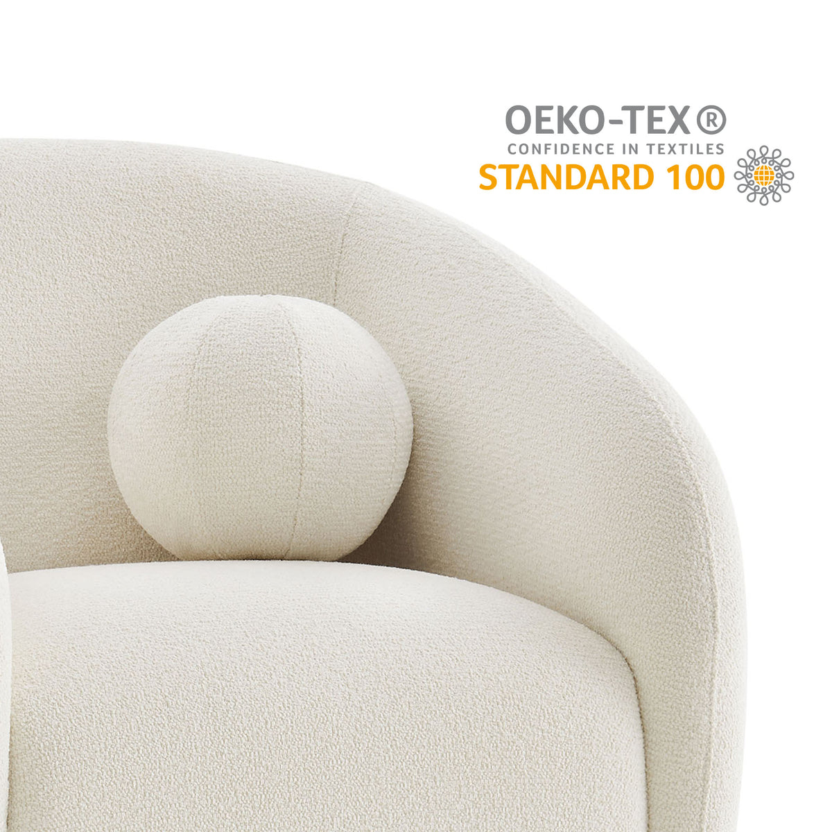 Holland Swivel Chenille Fabric Armchair - Cream
