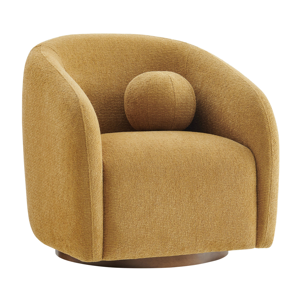 Holland Swivel Chenille Fabric Armchair - Mustard