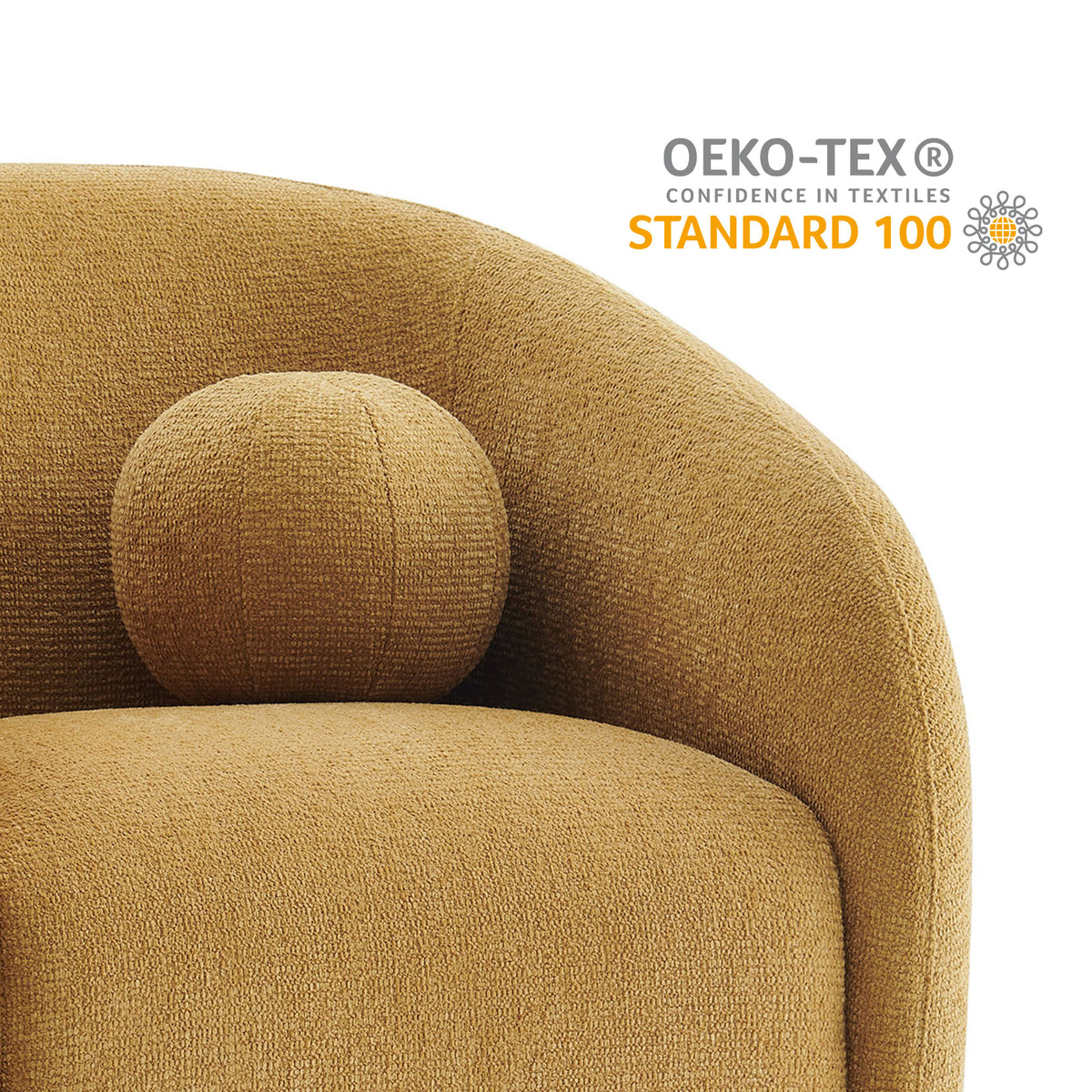 Holland Swivel Chenille Fabric Armchair - Mustard