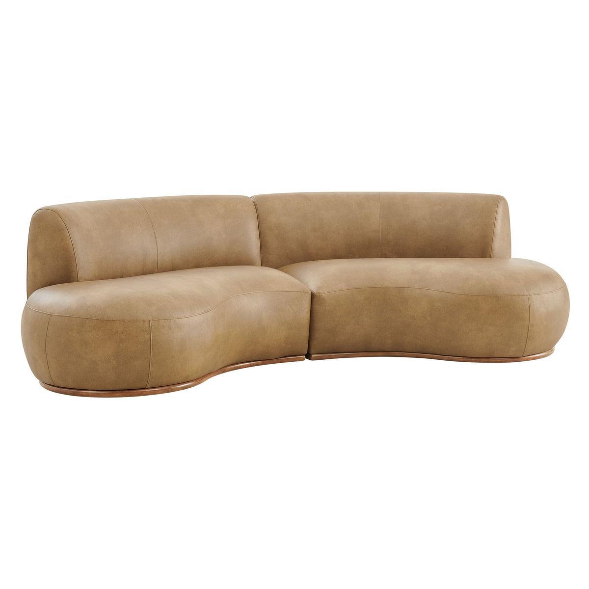 Rialta 2 Piece Curved Vegan Leather Sectional Sofa - Toast