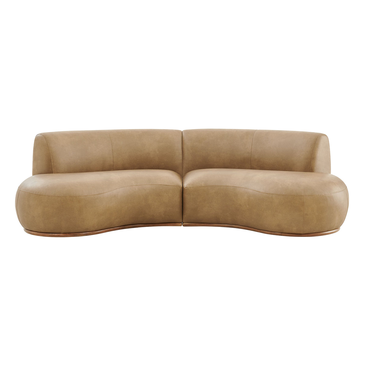 Rialta 2 Piece Curved Vegan Leather Sectional Sofa - Toast
